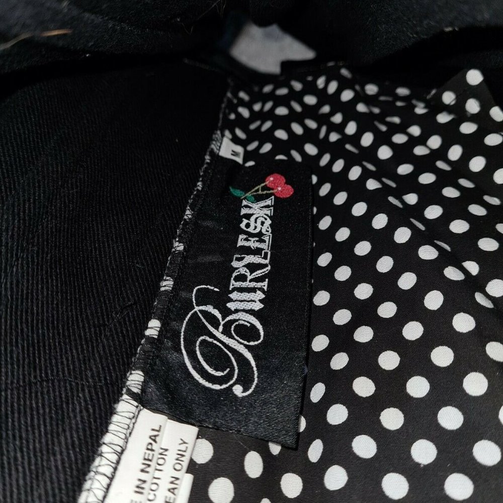Burlesk Black Polka Dot Corset Buckle Steel Goth Rockabilly Lace Overbust Size M - Picture 6 of 6